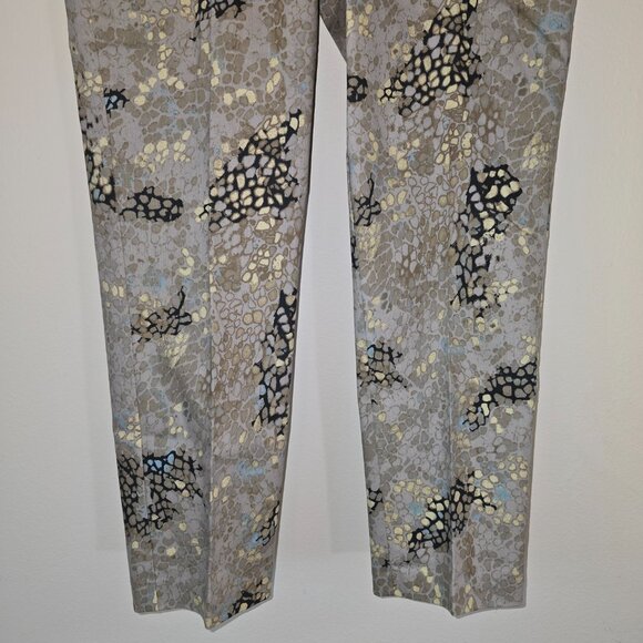 Larry Levine Snakeskin Print Trousers Grey Black Stretch Cotton Pants Size 12 - Picture 3 of 16